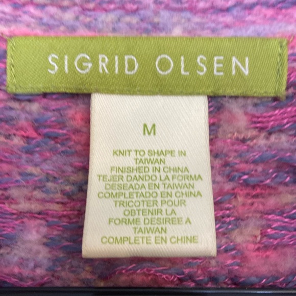 💜Sigrid Olsen Pink Multi Knit Button Cardigan size medium - Picture 6 of 7